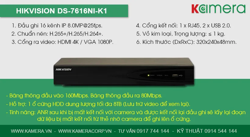 đầu Ghi Hình Ds 7616ni K1 B
