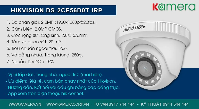 Camera Hikvision Ds 2ce56d0t Irp