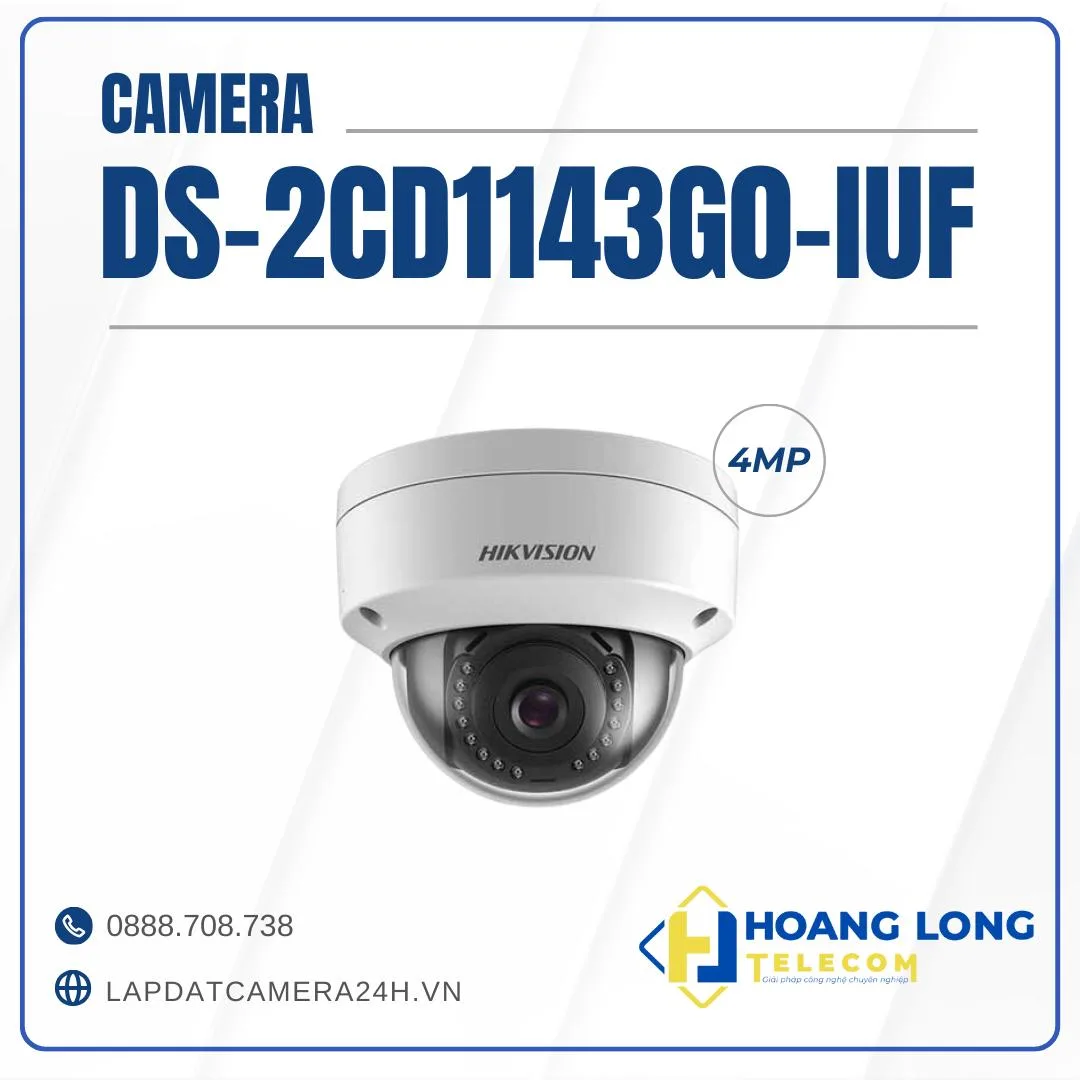 Camera IP Dome 4MP Hikvision DS-2CD1143G0-IUF
