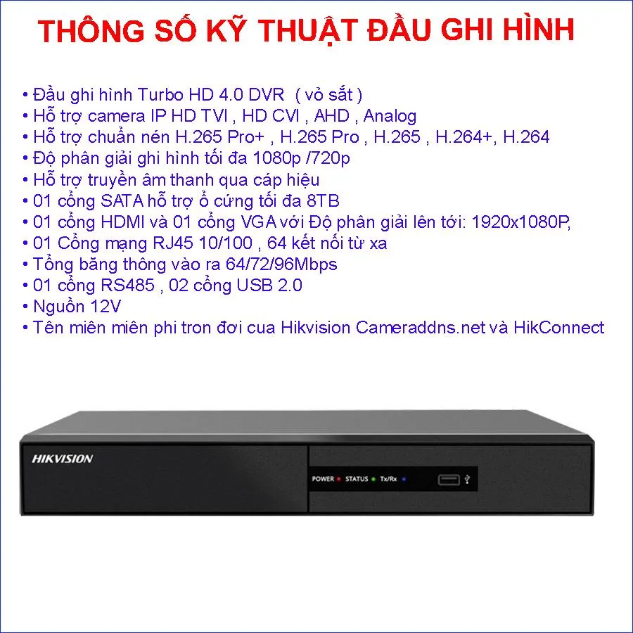 Thông số kỹ thuật đầu ghi hình