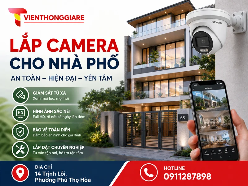 Dịch vụ Lắp camera cho nhà phố tại nhà giám sát 24/7 tại TP.HCM