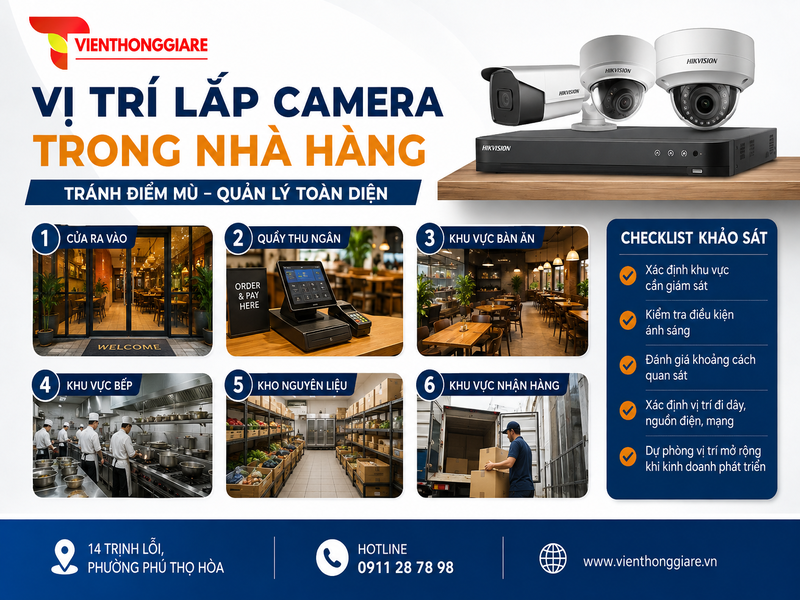 Những vị trí quan trọng nên lắp camera trong nhà hàng để tránh điểm mù