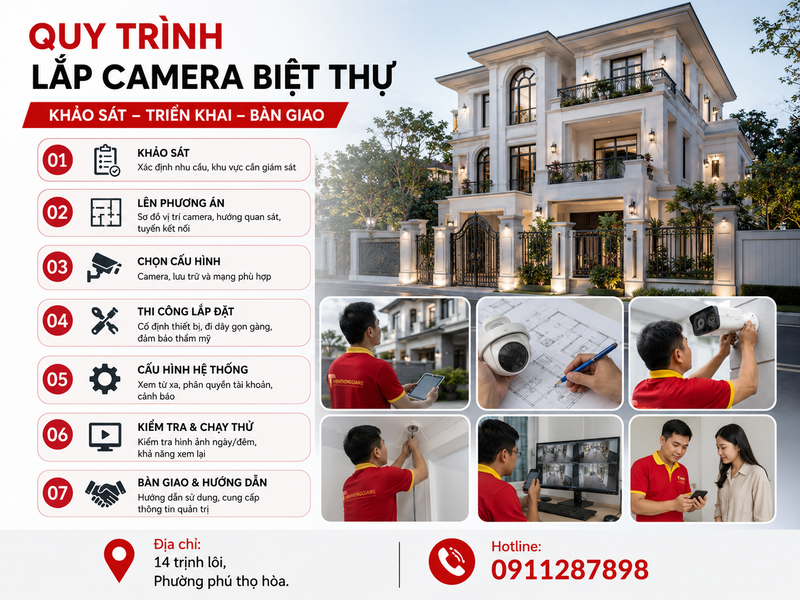 Quy trình khảo sát và triển khai hệ thống camera biệt thự