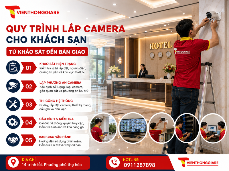 Quy trình lắp camera cho khách sạn từ khảo sát đến bàn giao