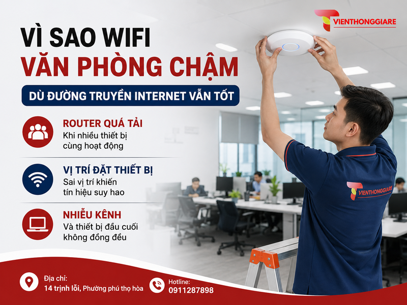 Vì sao wifi văn phòng chậm dù đường truyền internet vẫn tốt