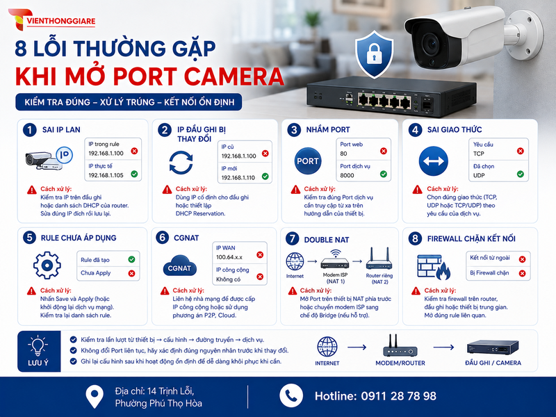8 lỗi thường gặp và cách xử lý khi mở Port camera