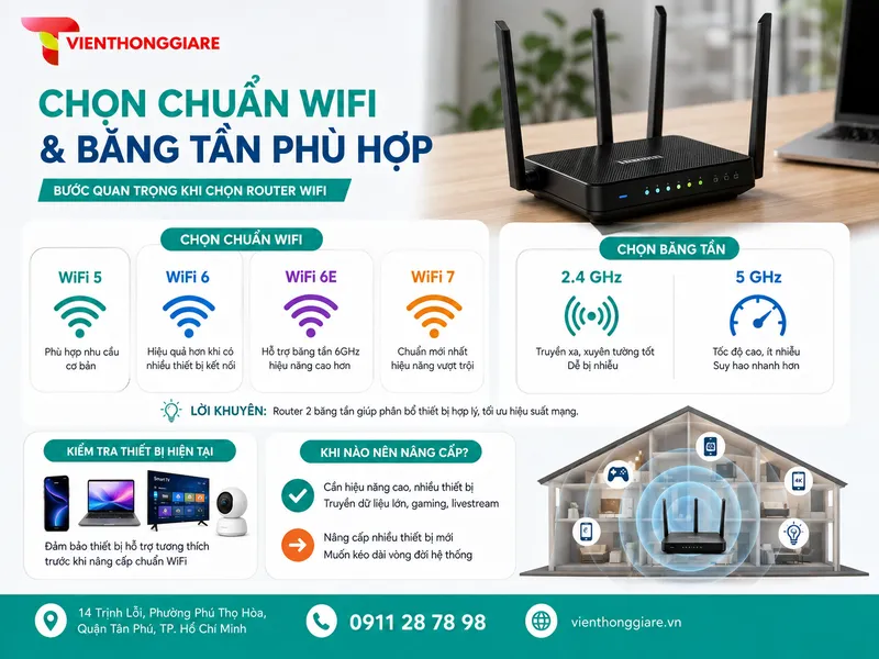 Chọn chuẩn WiFi và băng tần phù hợp