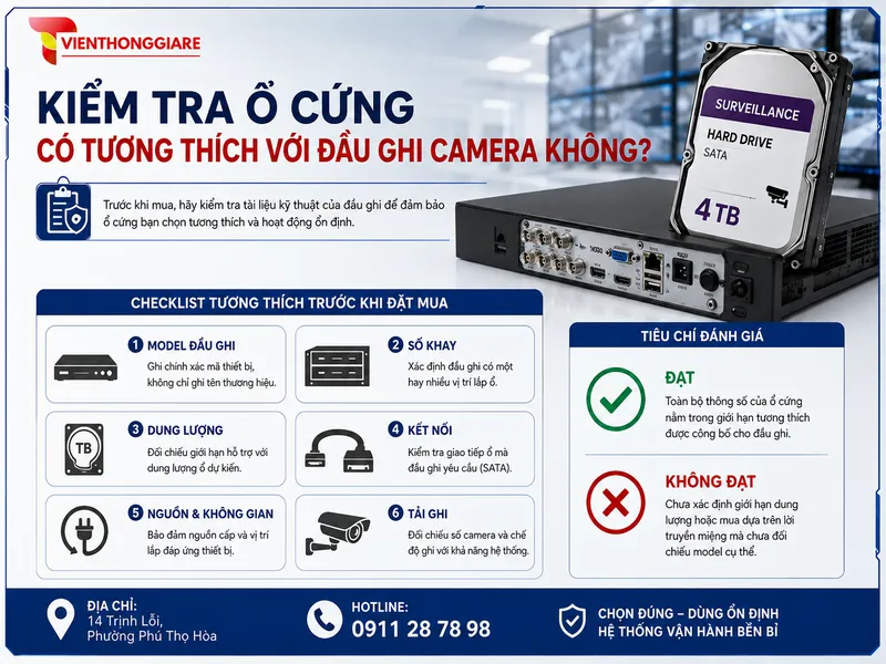 Kiểm tra ổ cứng có tương thích với đầu ghi camera không