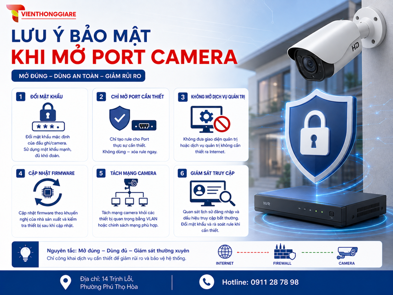 Lưu ý bảo mật khi mở Port camera ra Internet