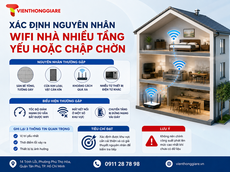 Xác định nguyên nhân khiến WiFi nhà nhiều tầng yếu hoặc chập chờn